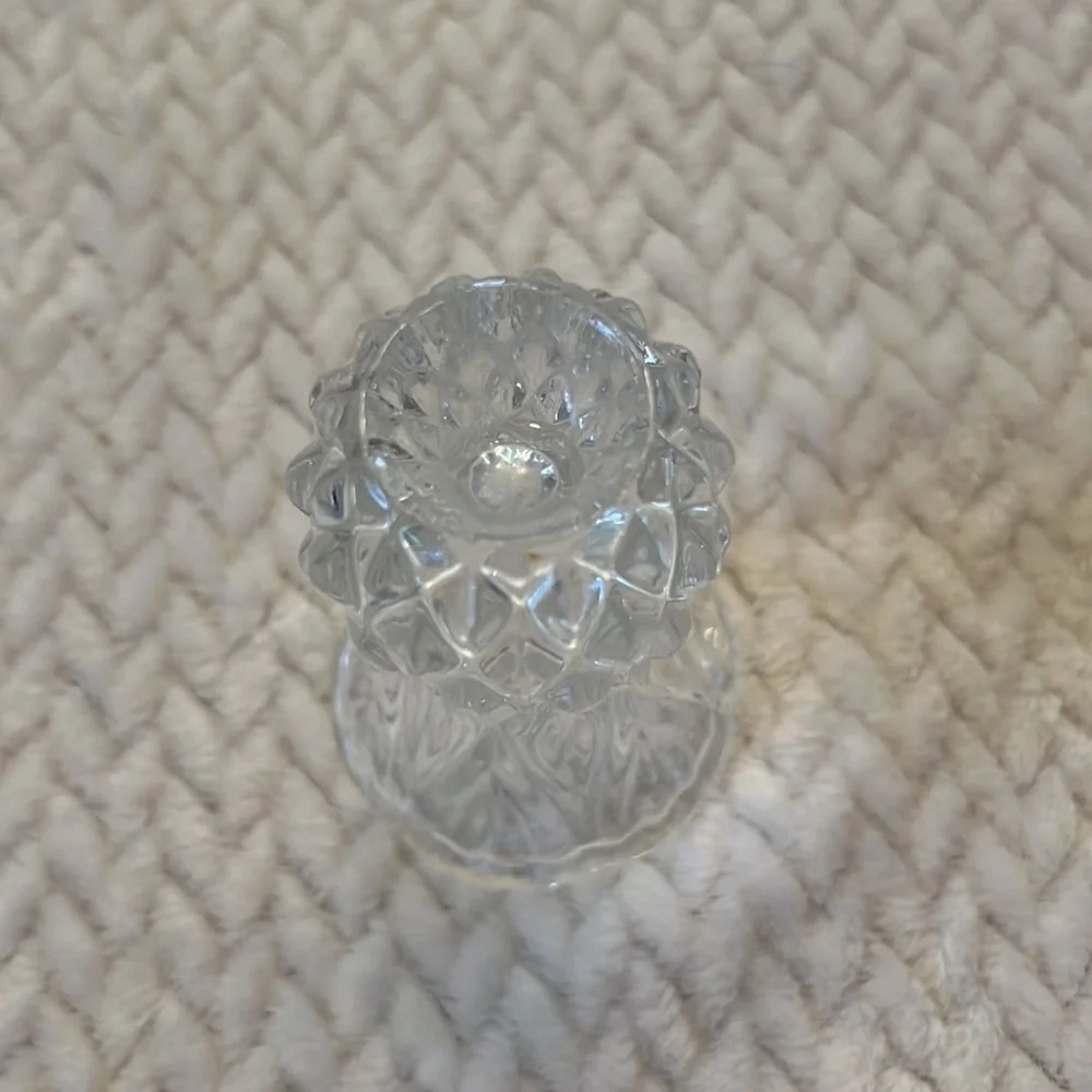 Vintage Elegant Clear Glass Posey Bud Vase Scallop Top Fans & Diamond Design